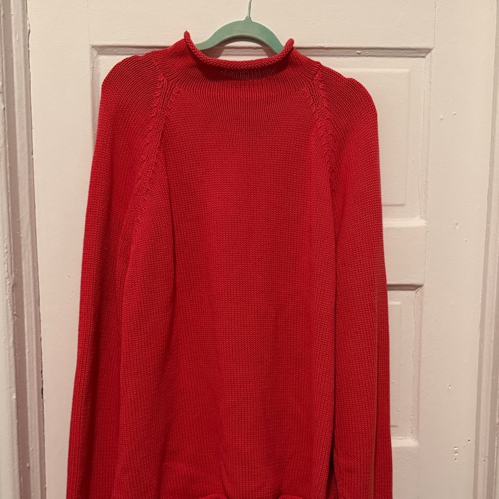 J. Crew Vibrant Coral Turtleneck Sweater